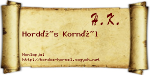Hordós Kornél névjegykártya